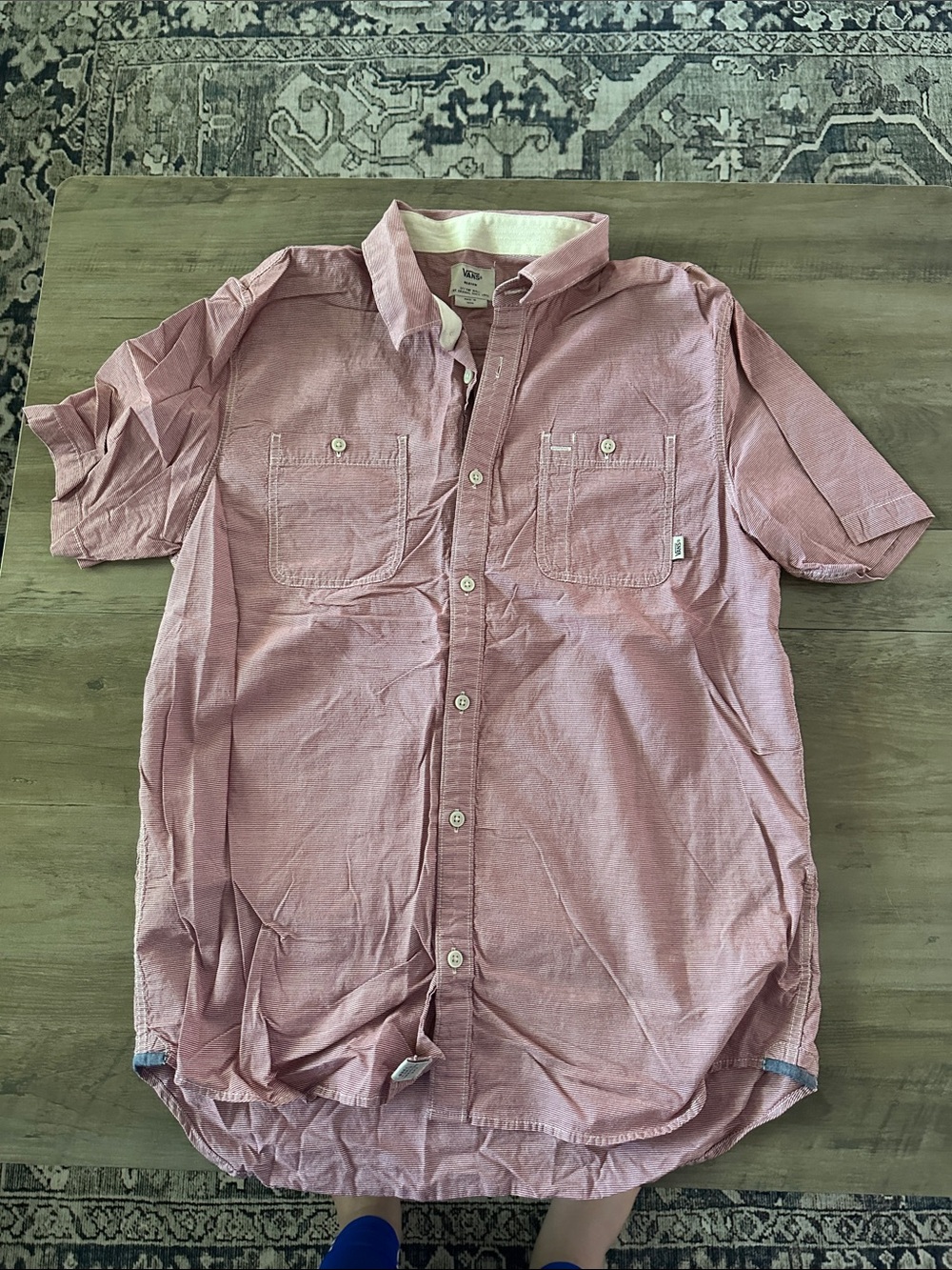 Men's Vans Short-Sleeve Button-Up Shirt - Pink